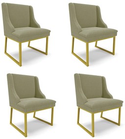Cadeira Sala de Jantar Industrial Dourado kit 4 Liz Bouclê D03 - D'Rossi - Verde Pistache