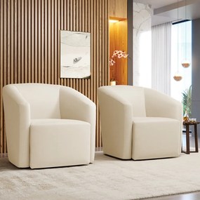 Poltrona Decorativa Base Giratória Kit 2 Stella Max Sintético Bege D03 - D'Rossi