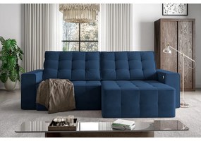Sofá Retrátil e Reclinável 274cm com USB Elliot Suede Azul Marinho G52 - Gran Belo