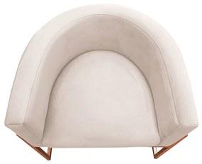 Poltrona Decorativa Base Metal Bronze Luna Veludo Bege - Sheep Estofados - Bege