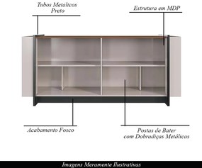 Buffet Aparador Decorativo 160cm Destin Off White/Preto G73 - Gran Belo