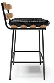 Kit 02 Banquetas Costela Corano Base Metálica Preto - D'Rossi - Preto