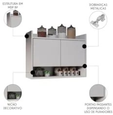 Armário de Cozinha Aéreo 71cm 2 Portas 1 Nicho Ceci Z34 Branco - Mpoze