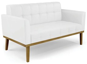 Sofá Namoradeira 2 Lugares Base de Madeira Castanho Elisa Corino D03 - D'Rossi - Branco