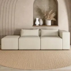 Sofá 4 Lugares 283cm Com Puff Esquerdo Fay Linho Off White Z55   - Mpo