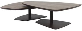 Conjunto de Mesa de Centro Klaus Baixa Tampo Nogueira Base Aco Corten - 67828 Sun House
