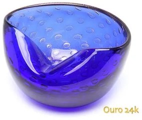 Bowl 1 Tela Azul Com Ouro Murano Cristais Cadoro BOWL 1 TELA AZ C/OURO-LV