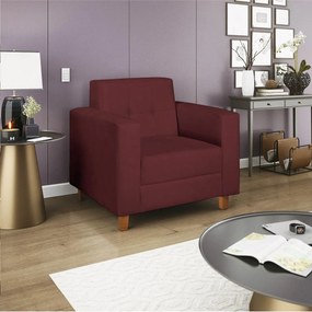 Poltrona Decorativa Denver Suede Bordô - ADJ Decor