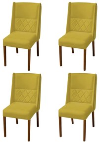 Kit 4 Cadeiras de Jantar Lecce Veludo Amarelo