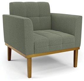 Poltrona Sala Decorativa Elisa Base de Madeira Castanho Bouclê D03 - D'Rossi - Verde Pistache