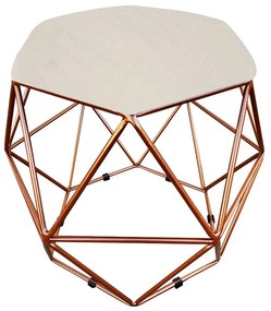 Puff Aramado Hexágono Suede Base Cobre - D'Rossi - Bege
