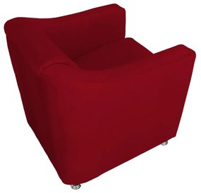 Poltrona Puff Cecilia Suede Decorativa Sala Recepção Vermelho