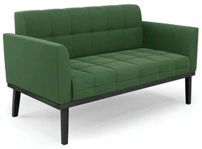 Poltrona Namoradeira Decorativa Karen Pés Fixo em Madeira Preto Suede Verde G19 - Gran Belo