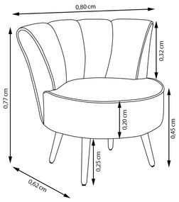 Poltrona Pérola Decorativa Pés Palito Veludo Crepe