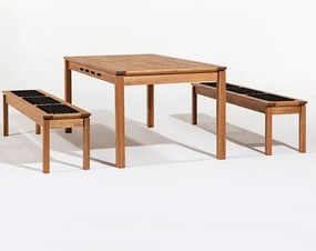 Conj Trama Mesa + 02 Bancos Corda Preta Jatobá 180cm - 78575 Sun House