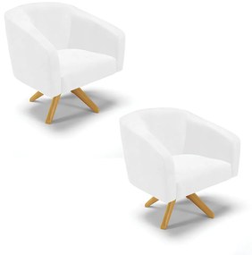 Poltrona Decorativa Giratória MA30 Kit 2 Stella Sintético PU D03 - D'Rossi - Branco