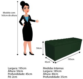 Calçadeira Estofada Liverpool 195 cm King Size Suede Verde - ADJ Decor