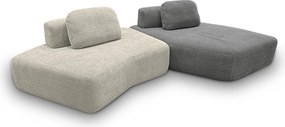Sofá Ilha Sala de Estar Modulado Dakota com Chaise Encosto Almofadas Soltas Bouclê Rústico Greige/Cinza G33 - Gran Belo