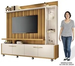 Estante Painel para TV 60 Pol. Natan H01 Off White/Cinamomo - Mpozenat