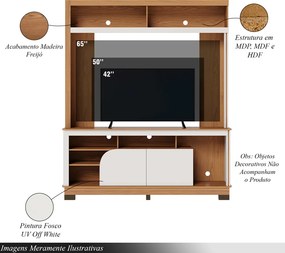 Home Estante 2 Portas em MDP/MDF 160cm TV até 65 Liosa Freijó/Off White G73 - Gran Belo