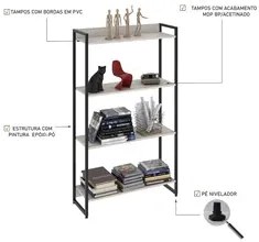 Estante Livreiro Dynamica Industrial 80cm 4 Prateleiras C08 Snow - Mpo