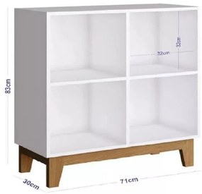 Estante baixa Infantil 4 nichos Retro By150 Branco