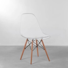 Cadeira Eames Eiffel Base Madeira - Incolor - Cadeira Eames Eiffel Pés em Madeira - Incolor