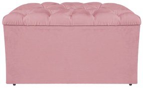 Calçadeira Estofada Liverpool 90 cm Solteiro Suede Rosa Bebê - ADJ Decor