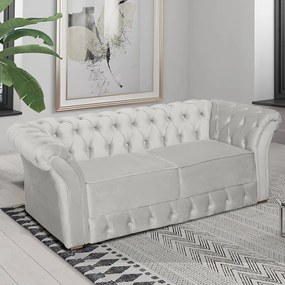 Namoradeira Sofá 2 Lugares Chesterfield Capitonê 186cm Veludo Branco - Sheep Estofados - Branco