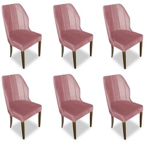 Kit 6 Cadeiras De Jantar Safira Suede Rose