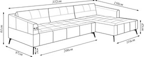 Sofá Bipartido Sala de Estar Kiara 332cm Chaise Direito Pés de Ferro Couro Caramelo Manchado G52 - Gran Belo