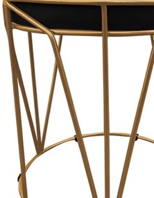 PUFF BABU SUEDE BASE DOURADO DROSSI - Preto