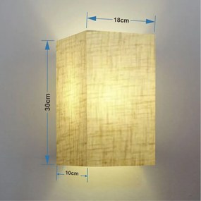 Arandela Retangular Retro Md-2029 Cúpula em Tecido 18x10x30cm Rustico Bege - Bivolt