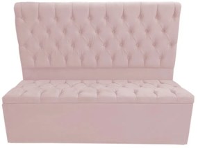 Cabeceira com Calçadeira Baú Solteiro 100cm Nicole Suede Rosa Bebê - Sheep Estofados - Rosa