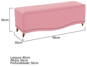 Calçadeira Estofada Yasmim 90 cm Solteiro Suede Rosa Bebê - ADJ Decor