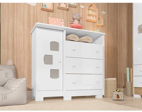 Cômoda Infantil com Sapateira Carinho 1 Porta 3 Gavetas Branco Flex - Incorplac - Branco