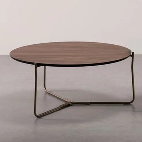 Mesa Centro Essence Baixa Tampo Nogueira Base Bronze - 78334 Sun House