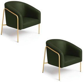 Poltrona Sala Industrial Alta Dourado Kit 2 Stella Sintético PU D03 - D'Rossi - Verde