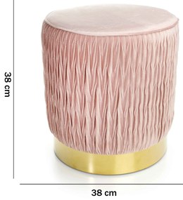 Puff Decorativo Redondo de Natal Com Veludo Rosa Antigo Com Detalhe Dourado na Base - D'Rossi