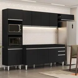 Armário de Cozinha Modulada 5 Peças CP16 Balcão Preto - Lumil