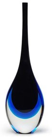 Gota Alta Bicolor Preta com Água-marinha Murano Cristais Cadoro
