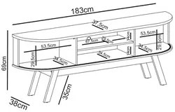 Painel para TV 75 Pol com Rack Bancada 208cm Luna M01 Fendi/Naturale -