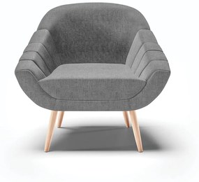 Poltrona Giovana Linho Grafite A26 Pés Palito Natural - Indo Decorar