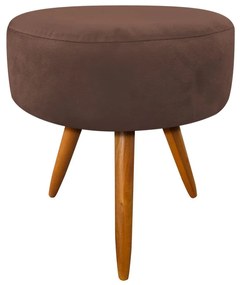 Puff Banqueta Berlim Redondo Suede Marrom Pés Castanho D'Rossi