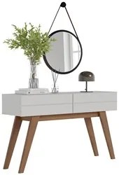 Aparador Para Sala Rebeca Com Espelho Adnet 67cm C05 White/Freijó - Mp