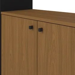 Estante Livreiro Decorativa 2 Portas Industrial Lit A06 Freijó/Preto -