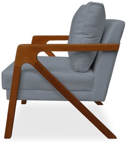 Poltrona Decorativa Amber Base De Madeira Veludo Cinza Grafite