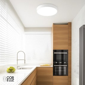 Plafon Titan Ø50X11Cm 6Xe27 Com Difusor Plano | Usina 16225/50 (BT - Branco Texturizado)