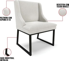 Cadeira Sala de Jantar Industrial Preto kit 2 Liz Bouclê D03 - D'Rossi - Cinza