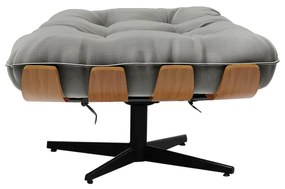 Puff Giratório Costela Suede Grafite Base Cromada Preto - D'Rossi